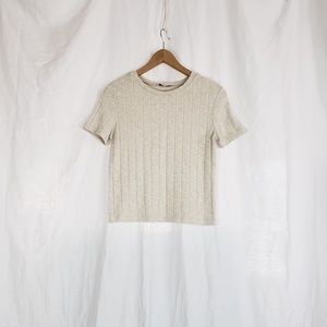 Zara trafaluc off white textured top size s